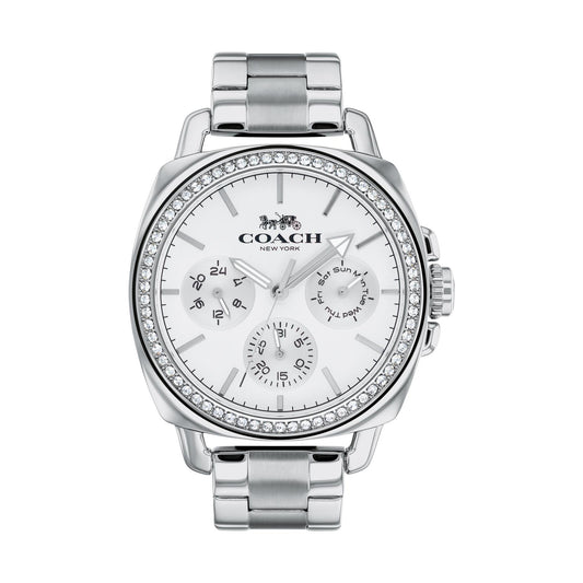 Coach Boyfriend Women’s Watch (42mm Silver-White with Index)