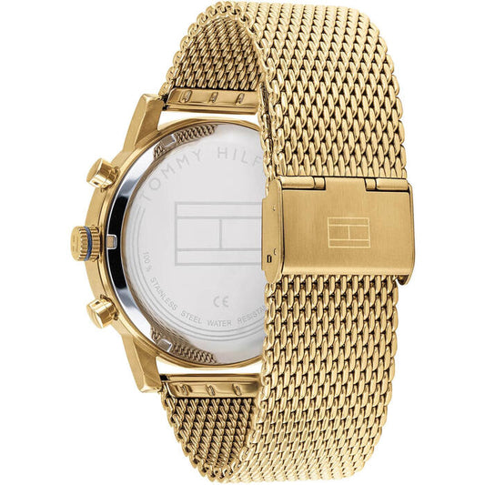 Tommy Hilfiger Men’s Gold-Plated Watch, 44mm in White with Roman Index