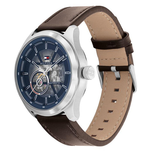 Tommy Hilfiger Men’s Automatic Watch, 44mm in Blue with Arabic Index