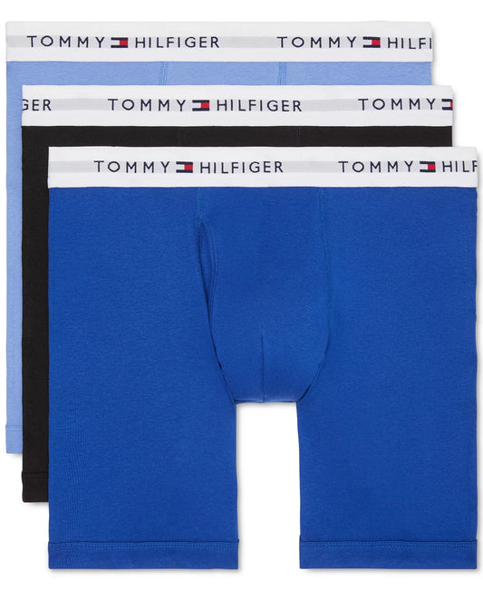 Tommy Hilfiger Men's 3-Pack Classic Cotton Boxer Briefs in Ink Blue