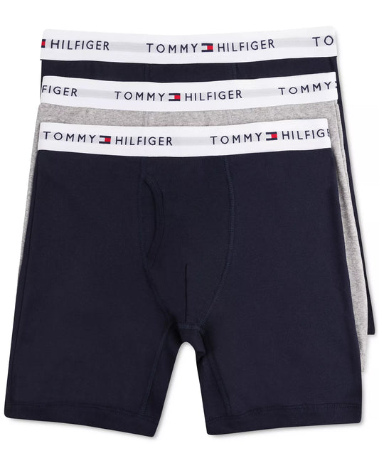 Tommy Hilfiger Men's 3-Pack Classic Cotton Boxer Briefs in Navy