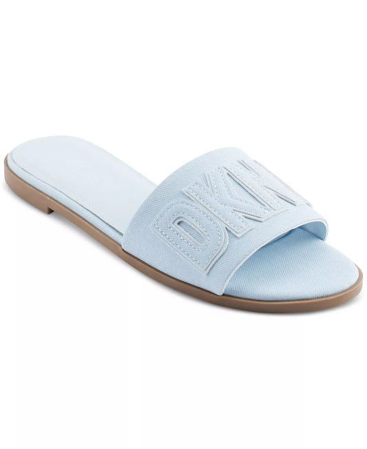 DKNY Women's Willow Slide Slip-On Flat Sandals in Celeste Blue
