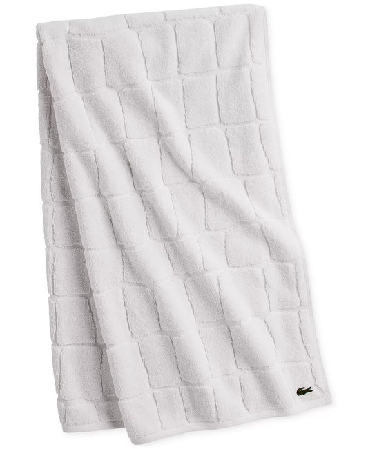 Lacoste Heritage Croc Scale Cotton Bath Towel (30" x 56", White)