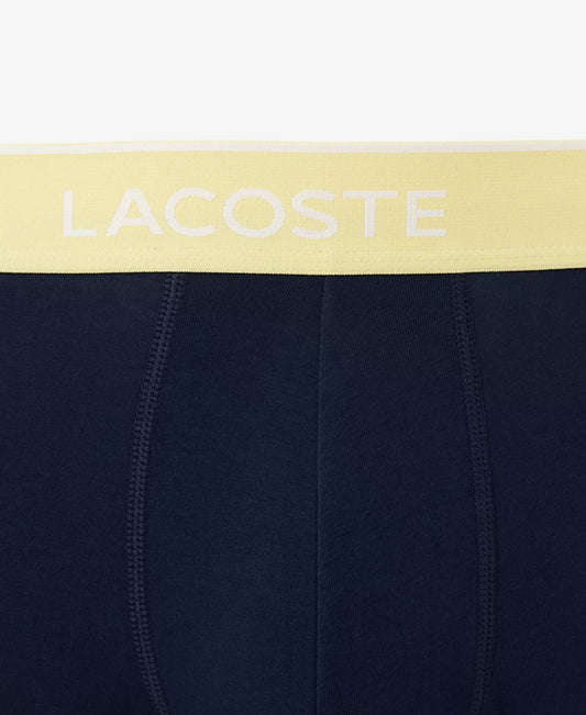 Lacoste Men's Cotton Stretch Color Waistband Boxer Briefs, 3-Pack in Yellow/Green/Blue