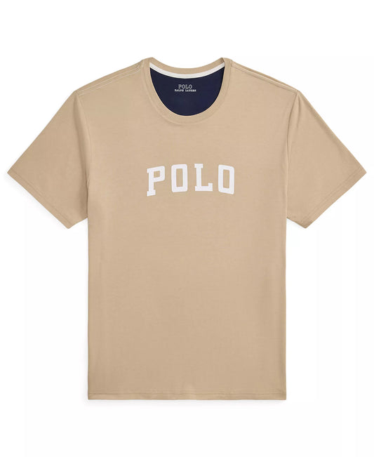 Polo Ralph Lauren Men’s Crewneck Pajama T-Shirt in Classic Khaki/White Logo