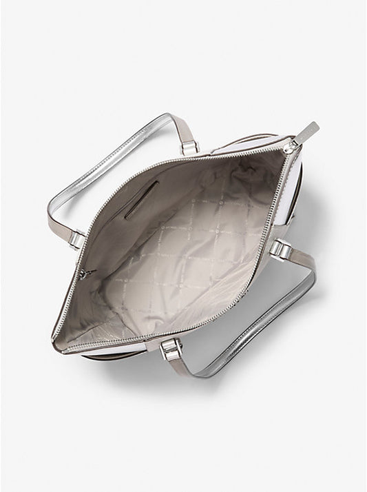 Michael Kors Charlotte Large Signature Logo and Metallic Tote Bag