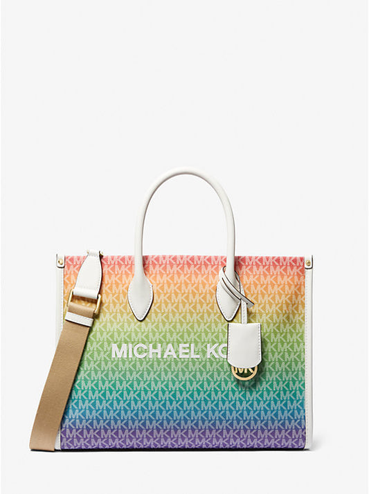 Michael Kors Mirella Medium Rainbow Logo Tote Bag