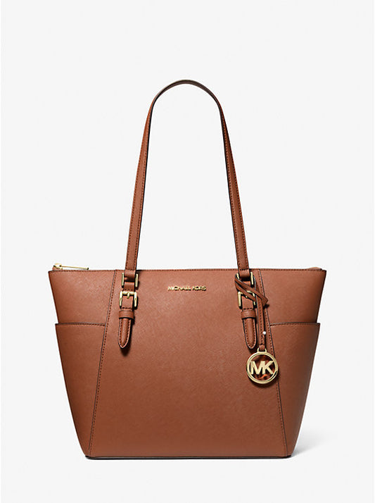 Michael Kors Charlotte Large Saffiano Leather Top-Zip Tote Bag