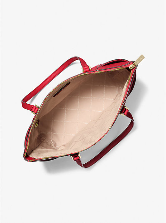 Michael Kors Charlotte Large Saffiano Leather Top-Zip Tote Bag