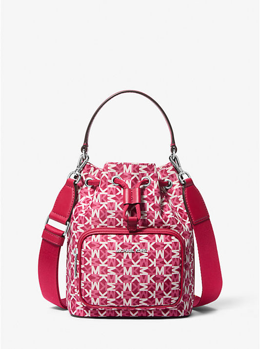 Michael Kors Khai Small Signature Logo Bucket Bag - DK Raspberry
