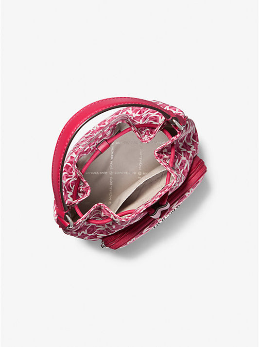 Michael Kors Khai Small Signature Logo Bucket Bag - DK Raspberry