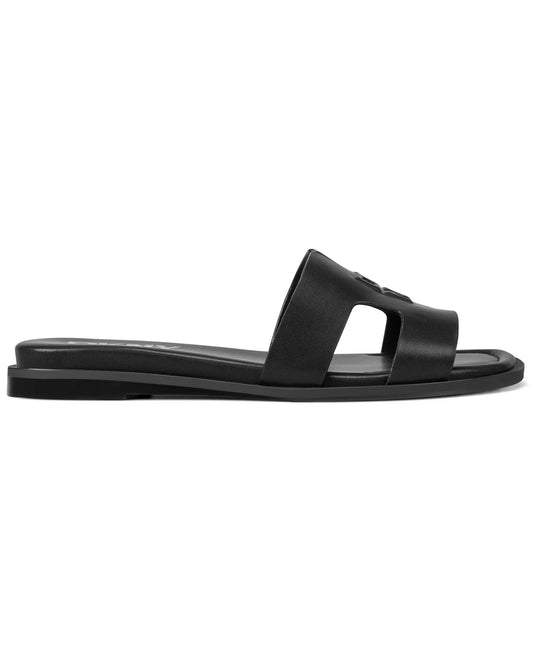 DKNY Women's Columba Slide Flat Sandals in Black Smooth