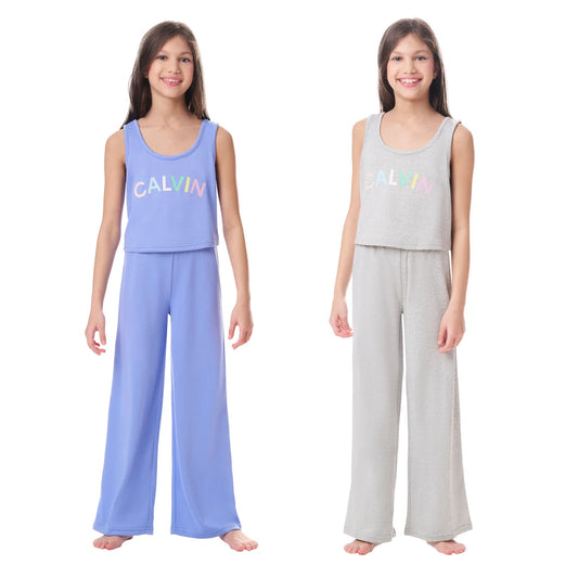 Calvin Klein Youth 4-piece Jersey Pajama Set - Blue