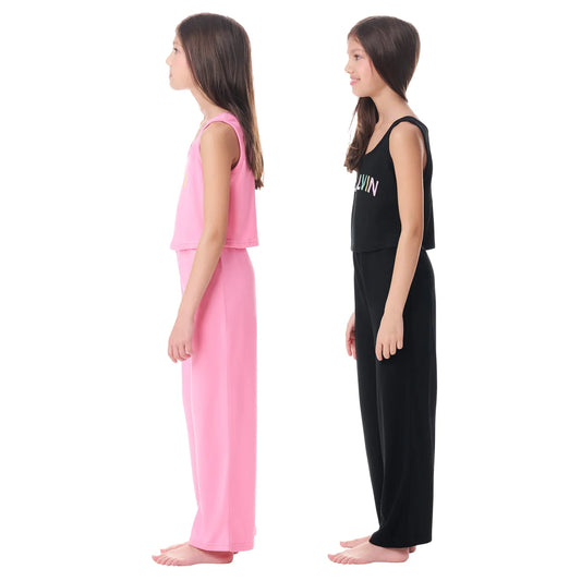Calvin Klein Youth 4-piece Jersey Pajama Set - Pink