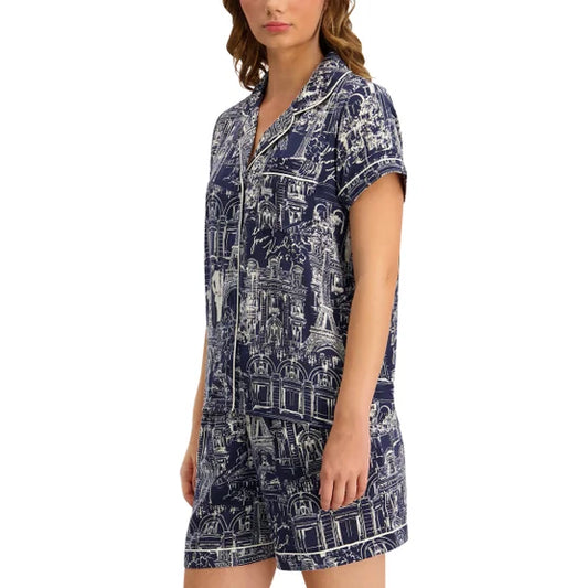 Karl Lagerfeld Women’s Notch Collar Pajama Set in Navy