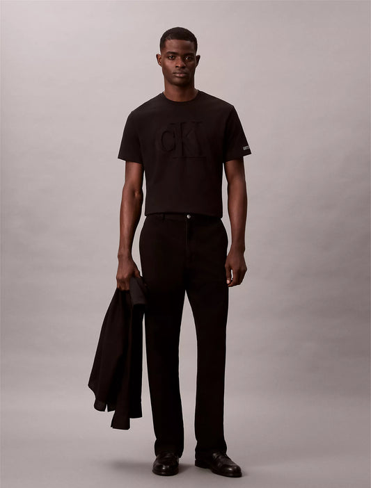 Calvin Klein Embossed Monogram Classic T-Shirt in Black