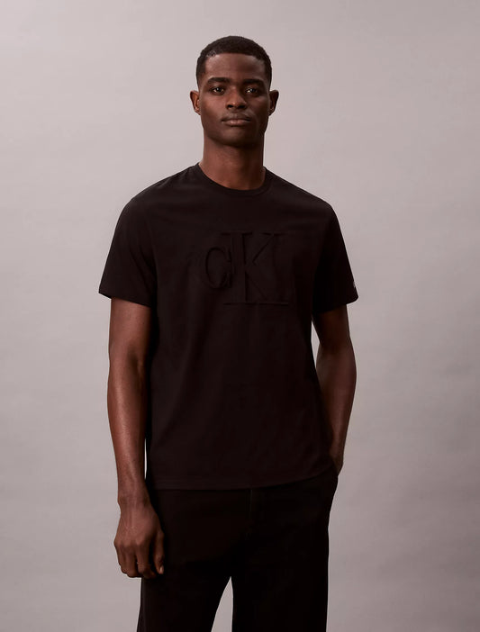 Calvin Klein Embossed Monogram Classic T-Shirt in Black