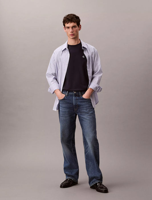 Calvin Klein Monogram Logo Relaxed Crewneck T-Shirt in Dark Sapphire