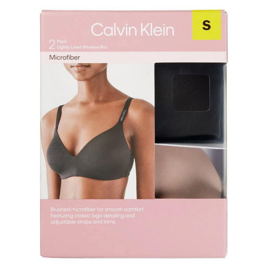 Calvin Klein 2 Pack Lightly Lined Wireless Bra in Black/Gray