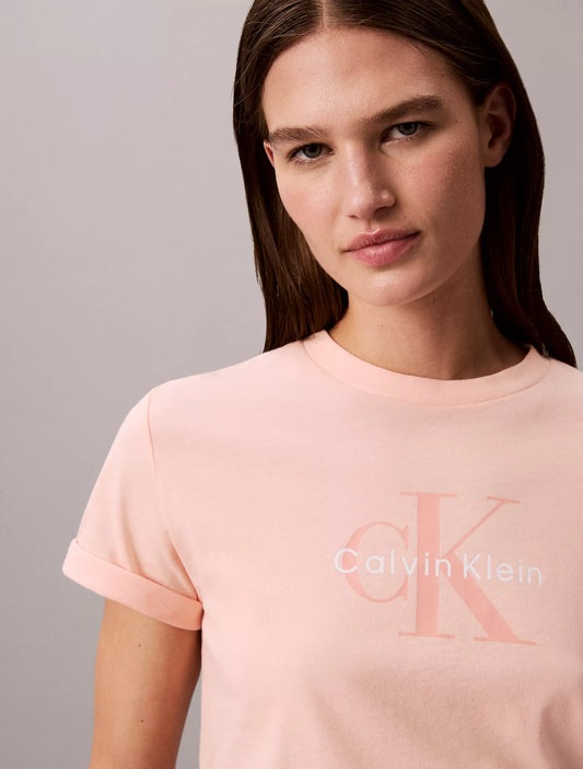 Calvin Klein Monologo Tee in Pop Orange