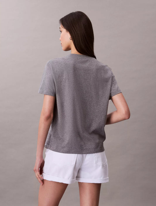 Calvin Klein Women Monogram Logo Tee - Medium Grey Heather