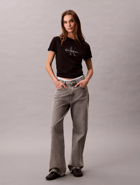 Calvin Klein Women Monogram Logo Tee - Black