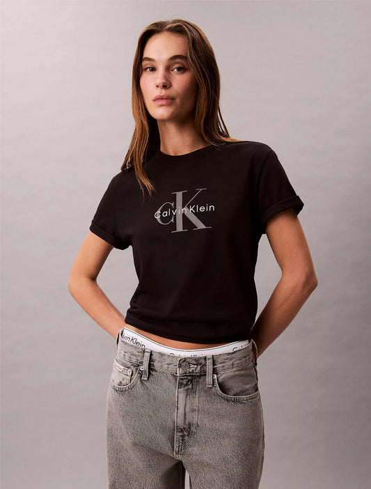 Calvin Klein Women Monogram Logo Tee - Black