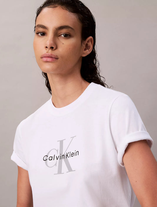 Calvin Klein Women Monogram Logo Tee - Brilliant White
