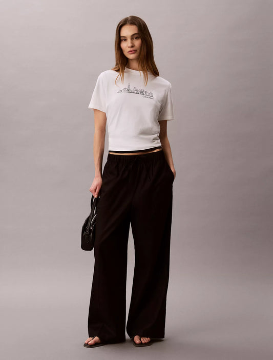 Calvin Klein Women's New York Cityscape Classic Graphic Tee in Bright White