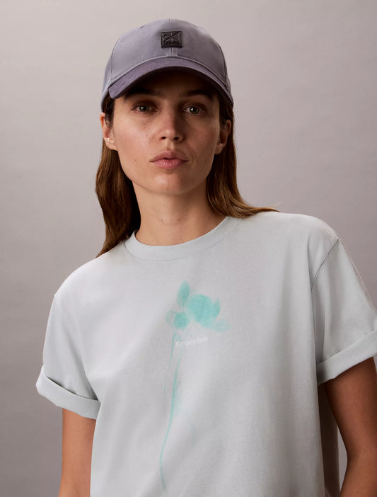 Calvin Klein Women's Floral Logo Graphic Boxy T-Shirt in Pale Meadow