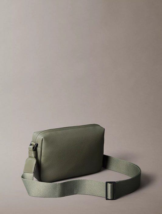 Calvin Klein Pebbled Camera Bag in Deep Lichen Green