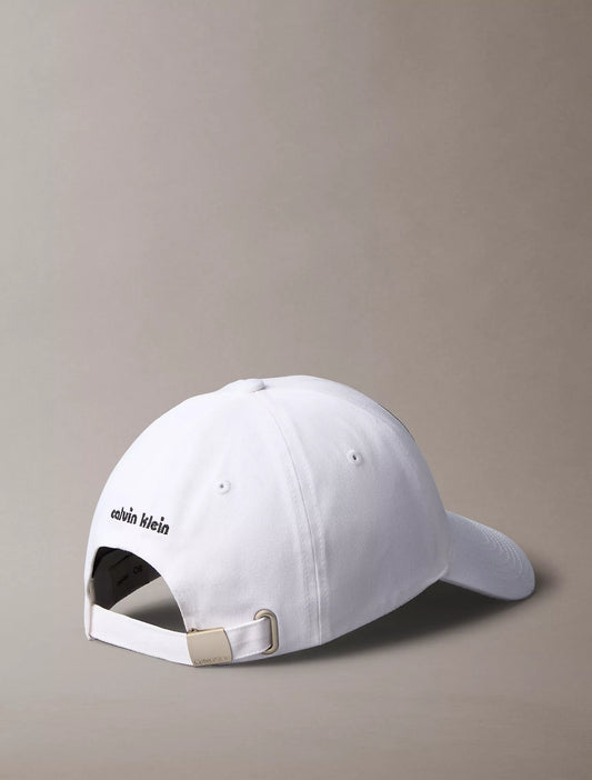 Calvin Klein Monogram Logo Block Graphic Baseball Cap in Brilliant White