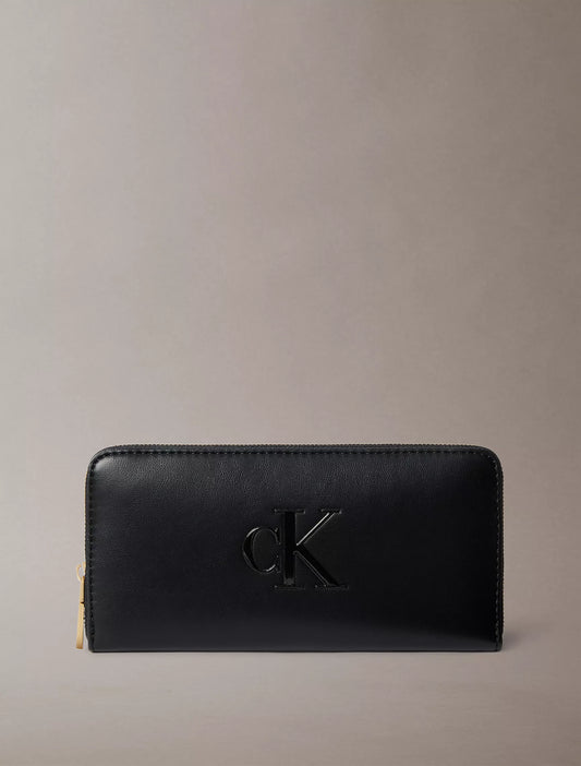 Calvin Klein Bold Monogram Long Zip Wallet in Black