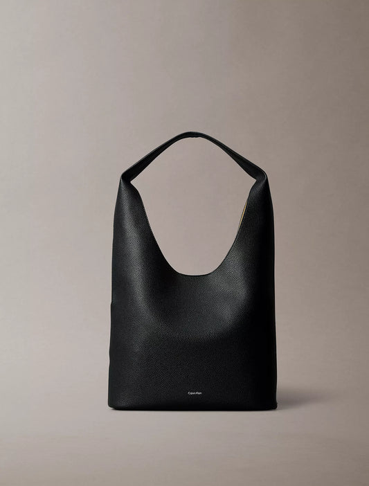 Calvin Klein Pebble Grain Large Slouchy Bag in Black