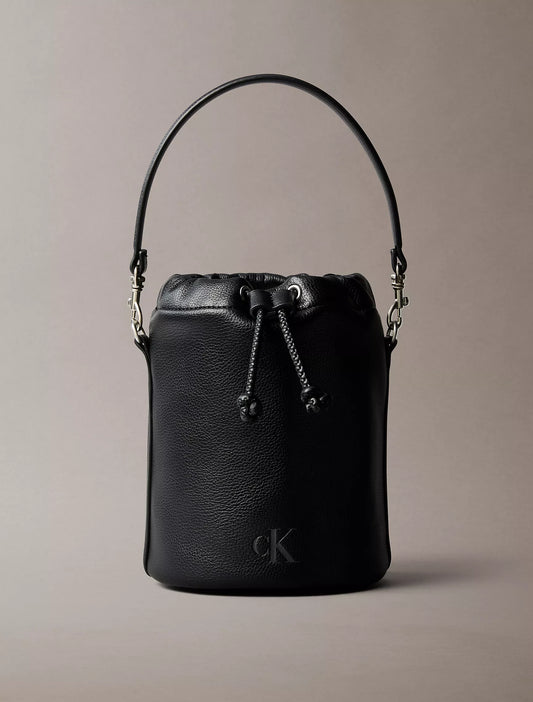 Calvin Klein Pebble Grain Bucket Bag in Black