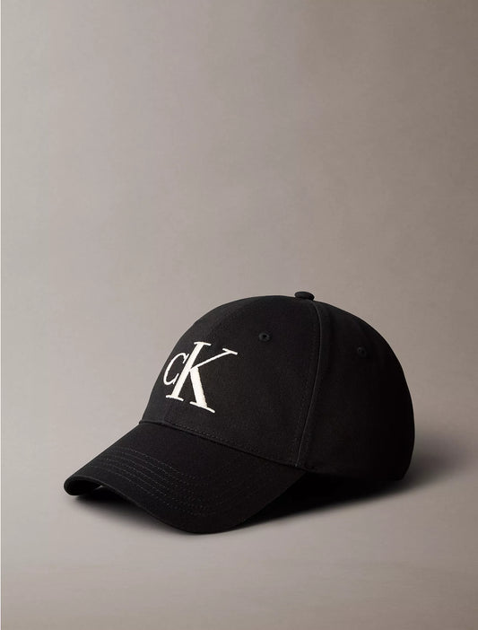 Calvin Klein Twill Embroidered Monogram Cap in Black Beauty