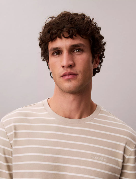 Calvin Klein Striped Liquid Touch Tee in Plaza Taupe