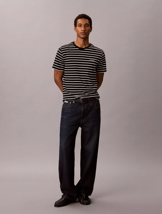 Calvin Klein Striped Liquid Touch Tee in Black