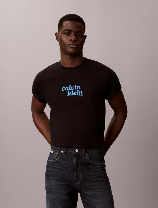Calvin Klein 1989 Logo Graphic Relaxed T-Shirt in Black
