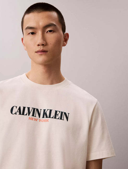Calvin Klein Bold CKNY Logo Graphic Tee in Tofu