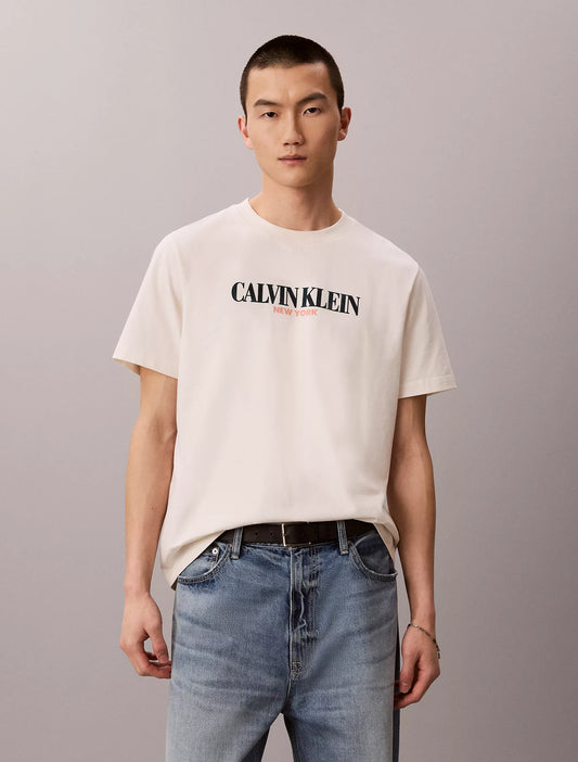 Calvin Klein Bold CKNY Logo Graphic Tee in Tofu