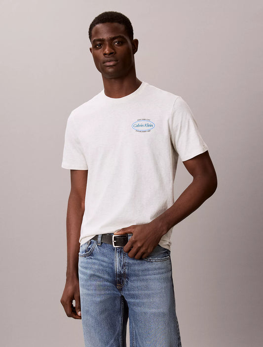 Calvin Klein Diner Graphic Logo Tee in Grey Heather