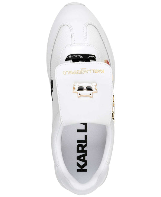 Karl Lagerfeld Paris Minia Pins Flap Leather Sneaker | White