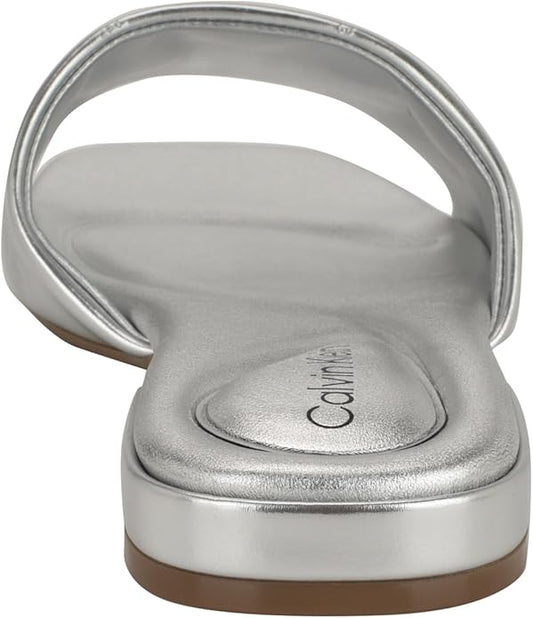 Calvin Klein Women’s Traven in Silver Metallic Leather