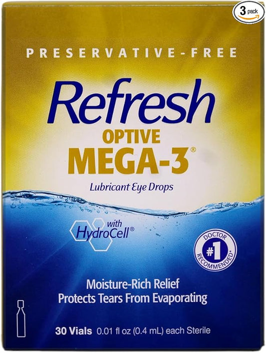Refresh Optive Mega-3 Lubricant Eye Drops (30-count, Pack of 3)