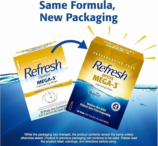 Refresh Optive Mega-3 Lubricant Eye Drops (30-count, Pack of 3)