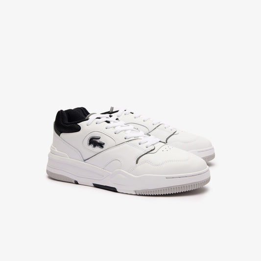 LACOSTE MEN'S LINESHOT CONTRASTED COLLAR LEATHER TRAINERS