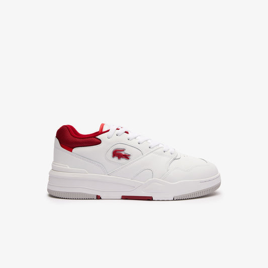 LACOSTE MEN'S LINESHOT CONTRASTED COLLAR LEATHER TRAINERS