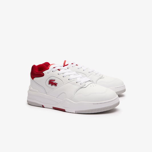 LACOSTE MEN'S LINESHOT CONTRASTED COLLAR LEATHER TRAINERS