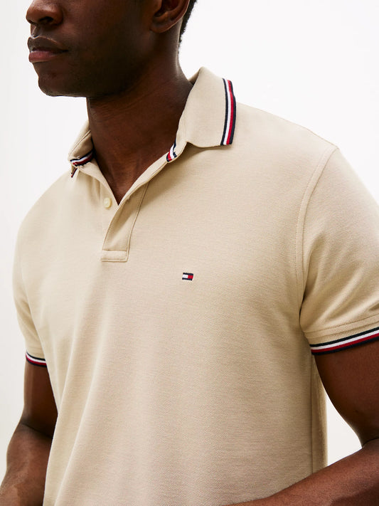 Tommy Hilfiger Regular Fit Tommy Wicking Polo in Classic Beige